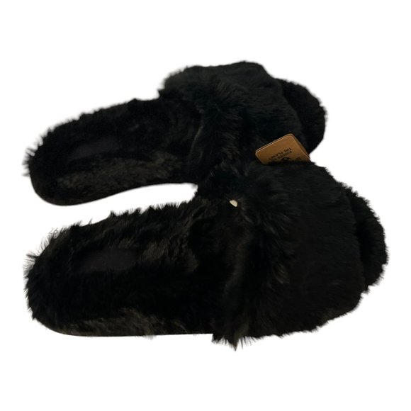 VS PINK Faux Fur Slippers color Black size Small - Picture 5 of 5